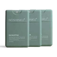 Noshinku eucalyptus 3-pack pocket spray for quick, refreshing on-the-go sanitizing.