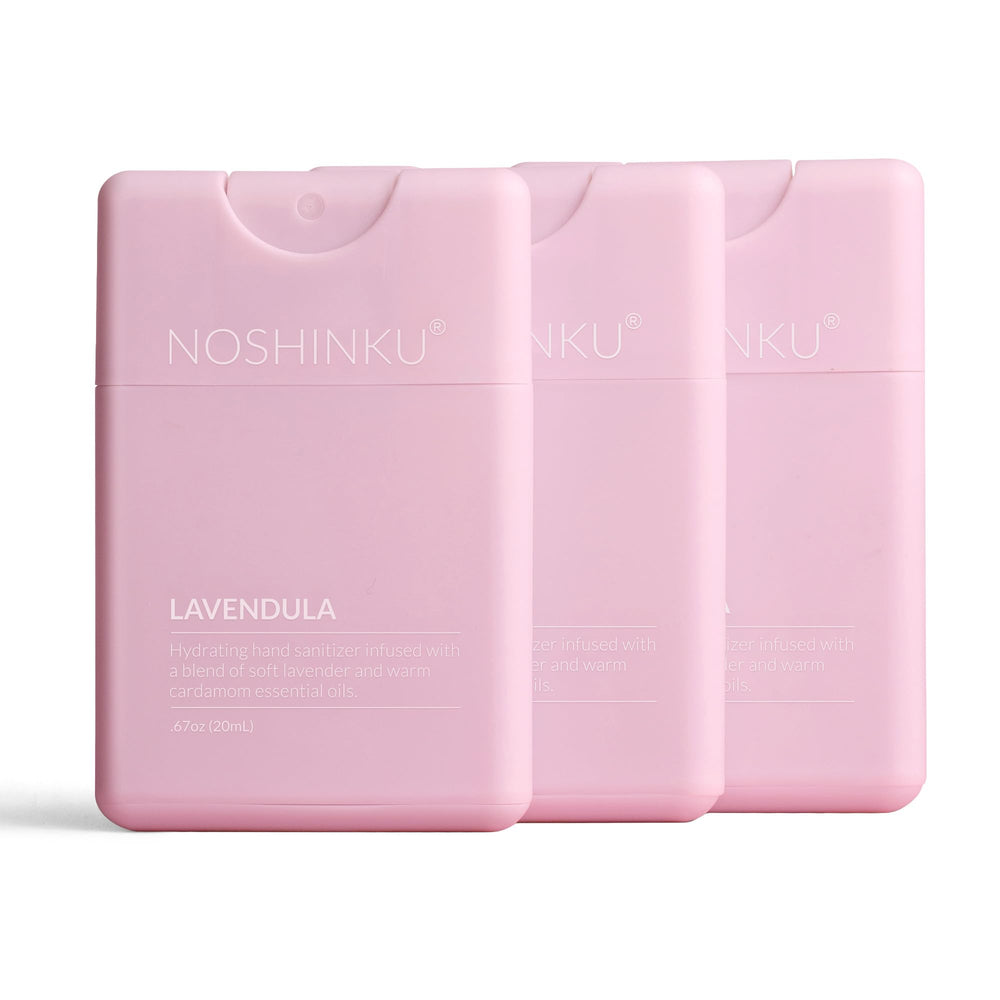 Noshinku Lavendula refillable sanitizer 3-pack for travel and refill on the go