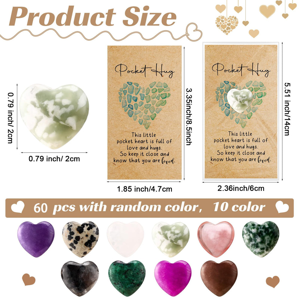 Nosiny pocket hug cards accompany colorful heart stones, ideal for expressing appreciation and encouragement.