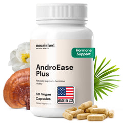 Nourished Natural Health AndroEase Plus bottle pouring for daily vitality