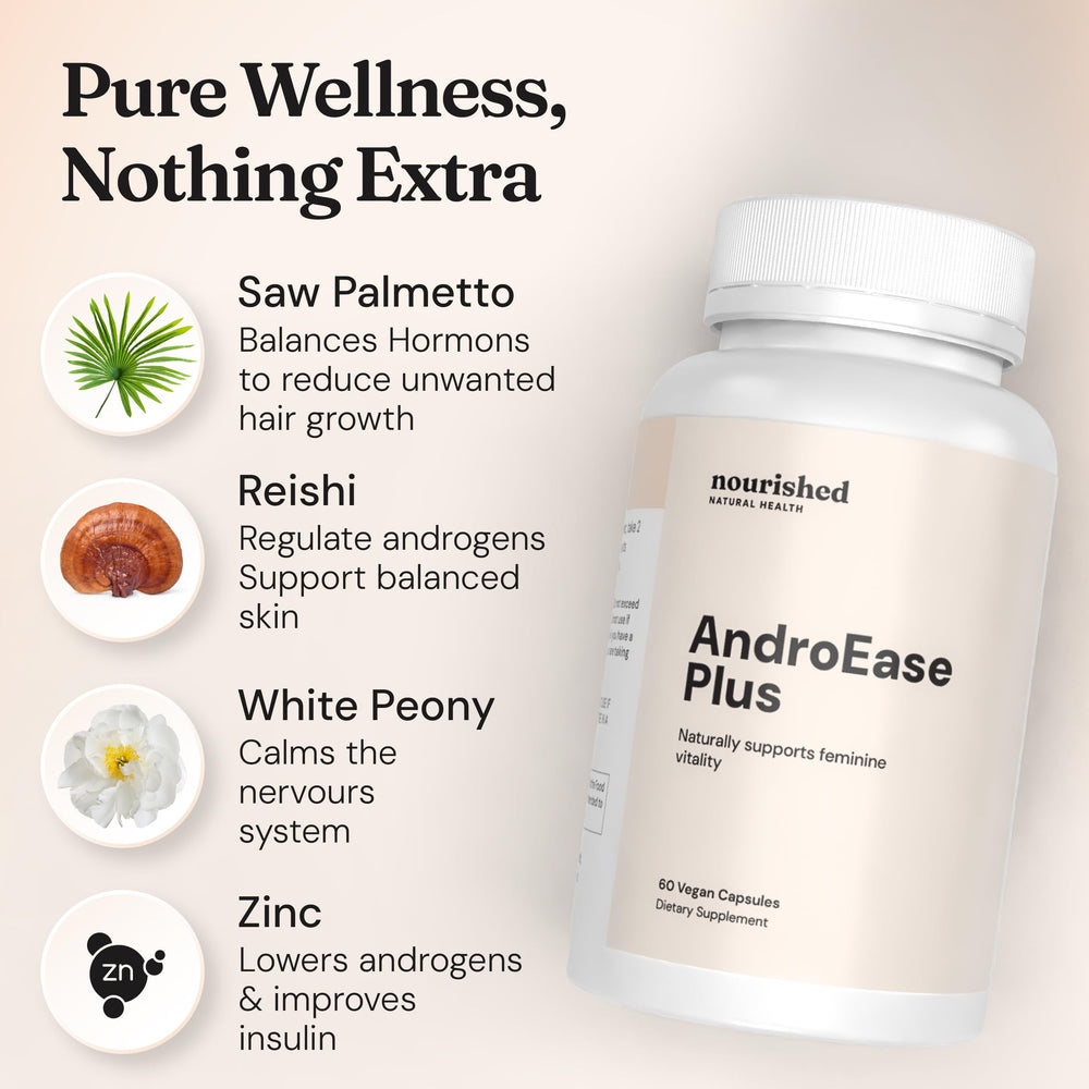 Green tea ingredient highlight in Nourished AndroEase Plus for gentle energy.