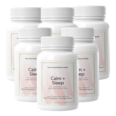 Nourished Natural Health Calm + Sleep bottle showing melatonin-free relaxation support.