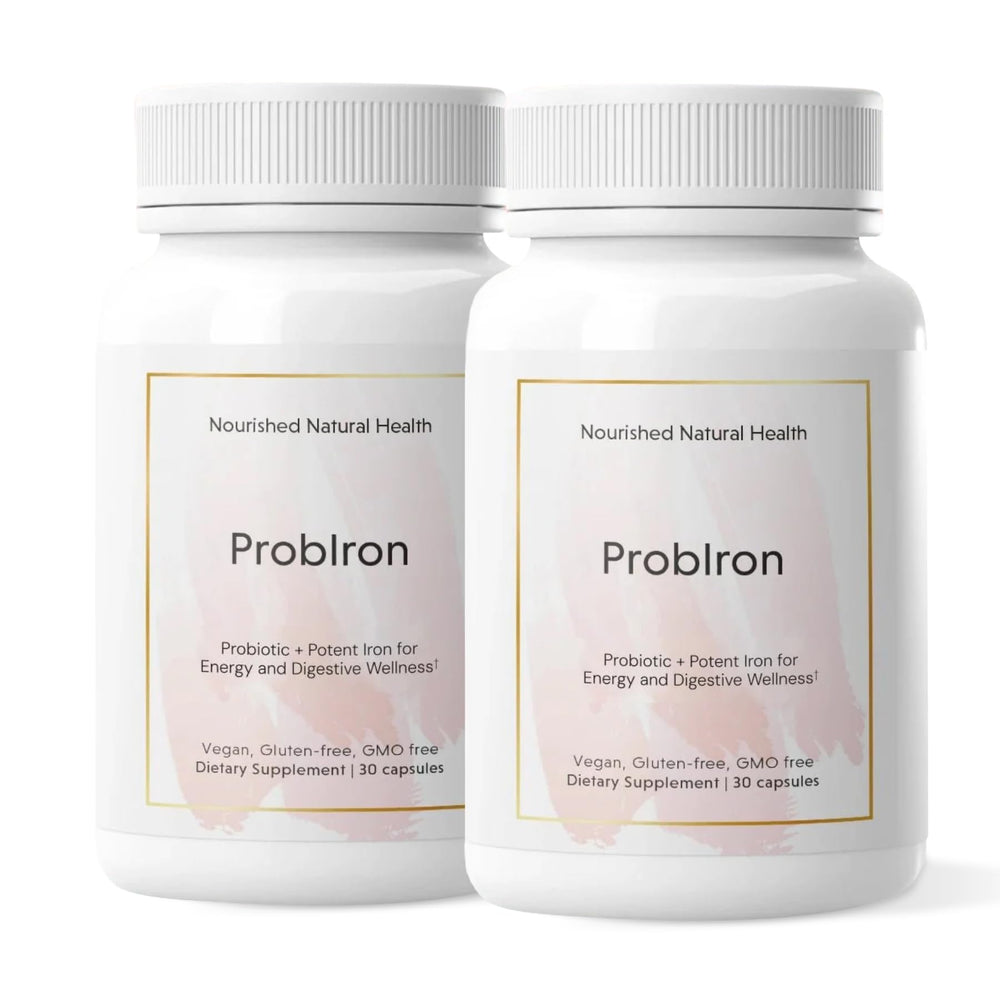 Nourished Natural Health ProbIron bottle front signals everyday energy support.