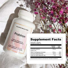 Nourished ProbIron capsules for gentle iron delivery and probiotic support