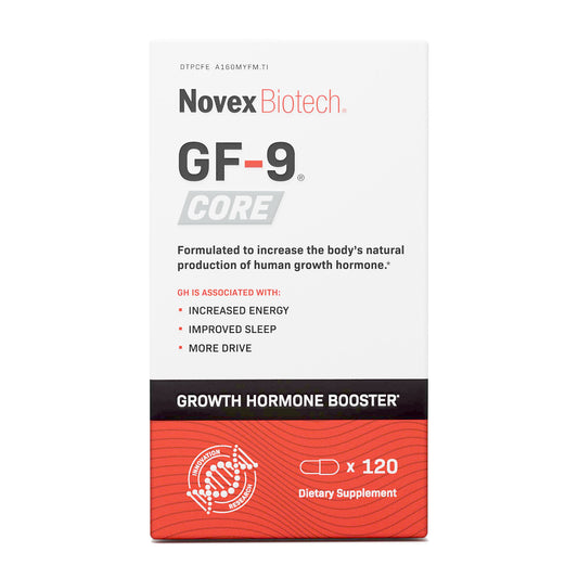 Novex Biotech GF-9 Core bottle for daily supplementation with potential GH support