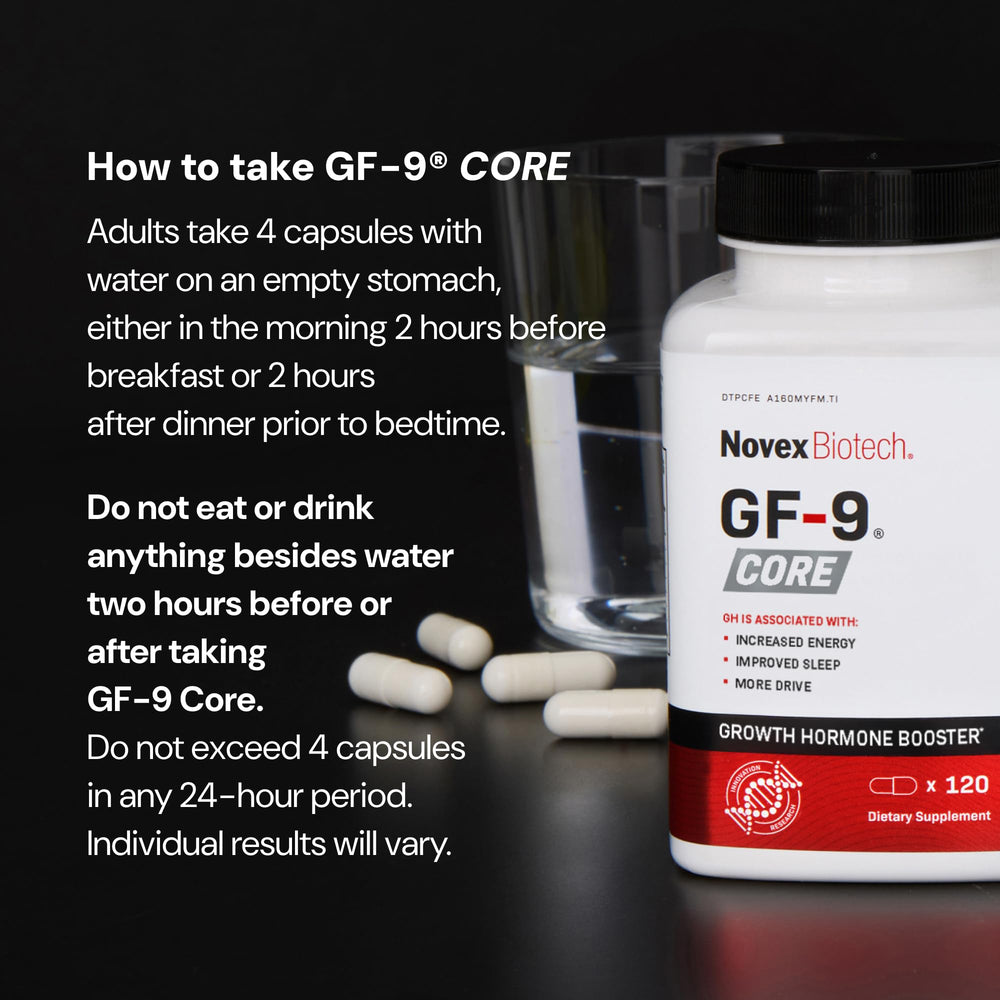 Novex Biotech GF-9 Core packaging on shelf for easy purchase
