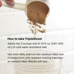 Novex Biotech TripleShred powder dispersion in cup demonstrating mixability