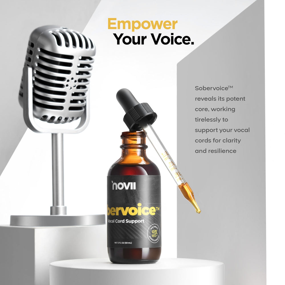 NOVII Sobervoice under-tongue application for quick-use relief.