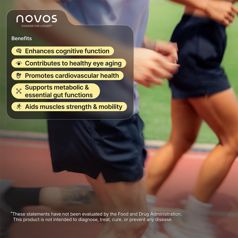 Dissolving Novos Core Longevity Mix in water forms a refreshing orange drink