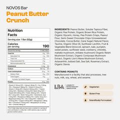 Novos Longevity Protein Bar texture close-up showing chewy bite and flavor.