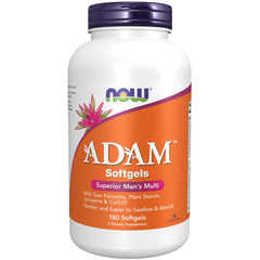 NOW Foods Adam men's multivitamin softgels bottle promotes daily wellness