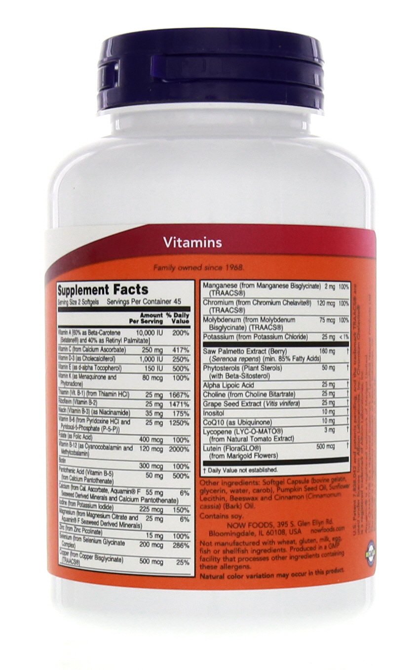 NOW Foods Adam men's multivitamin two-pack packaging for extended use