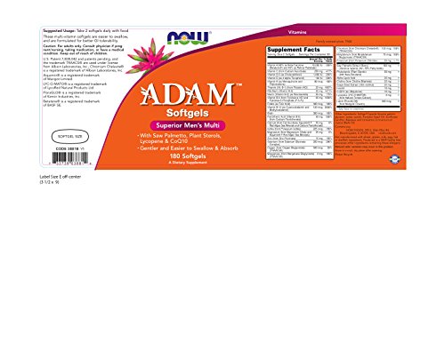 Now Foods ADAM softgel closeup highlights gentle swallow formula