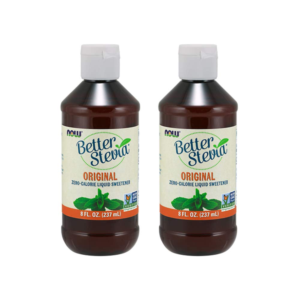 NOW Foods Better Stevia original liquid extract bottle provides zero-calorie sweetness.