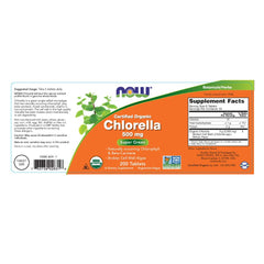 NOW Foods Chlorella tablets close-up, vibrant green color signaling natural chlorophyll