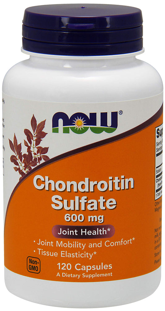 NOW Foods Chondroitin sulfate 600mg bottle for joint support and mobility.