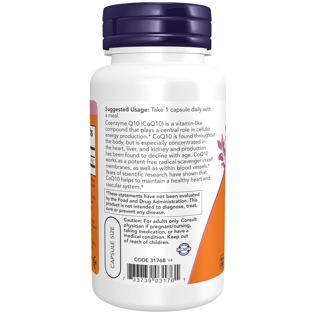 NOW Foods CoQ10 two-pack packaging with gluten-free badge for daily use