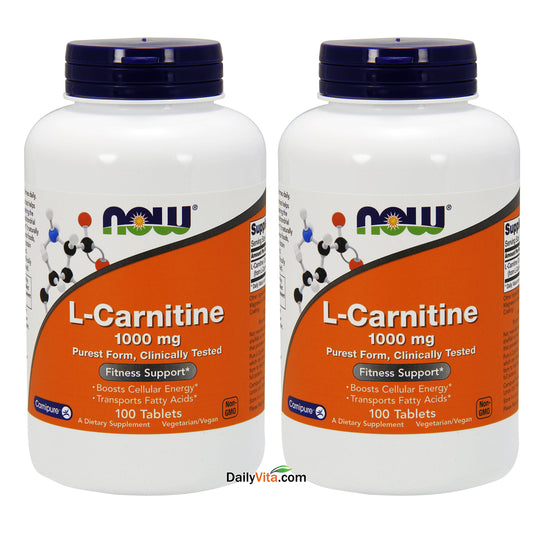 NOW Foods L-Carnitine Tartrate 1000mg bottle for energy metabolism and daily support