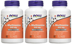 Capsules of NOW Foods L-Methionine 500 mg ready for easy daily use.