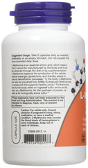 NOW Foods L-Methionine 500 mg label close-up showing vitamin B-6 inclusion.