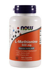 Now Foods L-methionine bottle pack for daily detox and joint wellness.