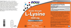 NOW Foods L-Lysine 1000mg tablets poured from bottle for daily use