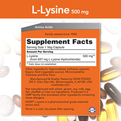 NOW Foods L-Lysine 500 mg pack-shot highlights convenient two-pack for everyday use