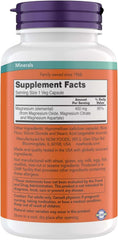 NOW Foods magnesium capsules closeup highlighting easy daily use