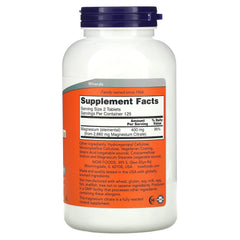 NOW Foods Magnesium Citrate tablets close-up unflavored and easy to swallow