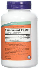 NOW Foods Magnesium Citrate caps label closeup emphasizes clear dosing and essential mineral support.
