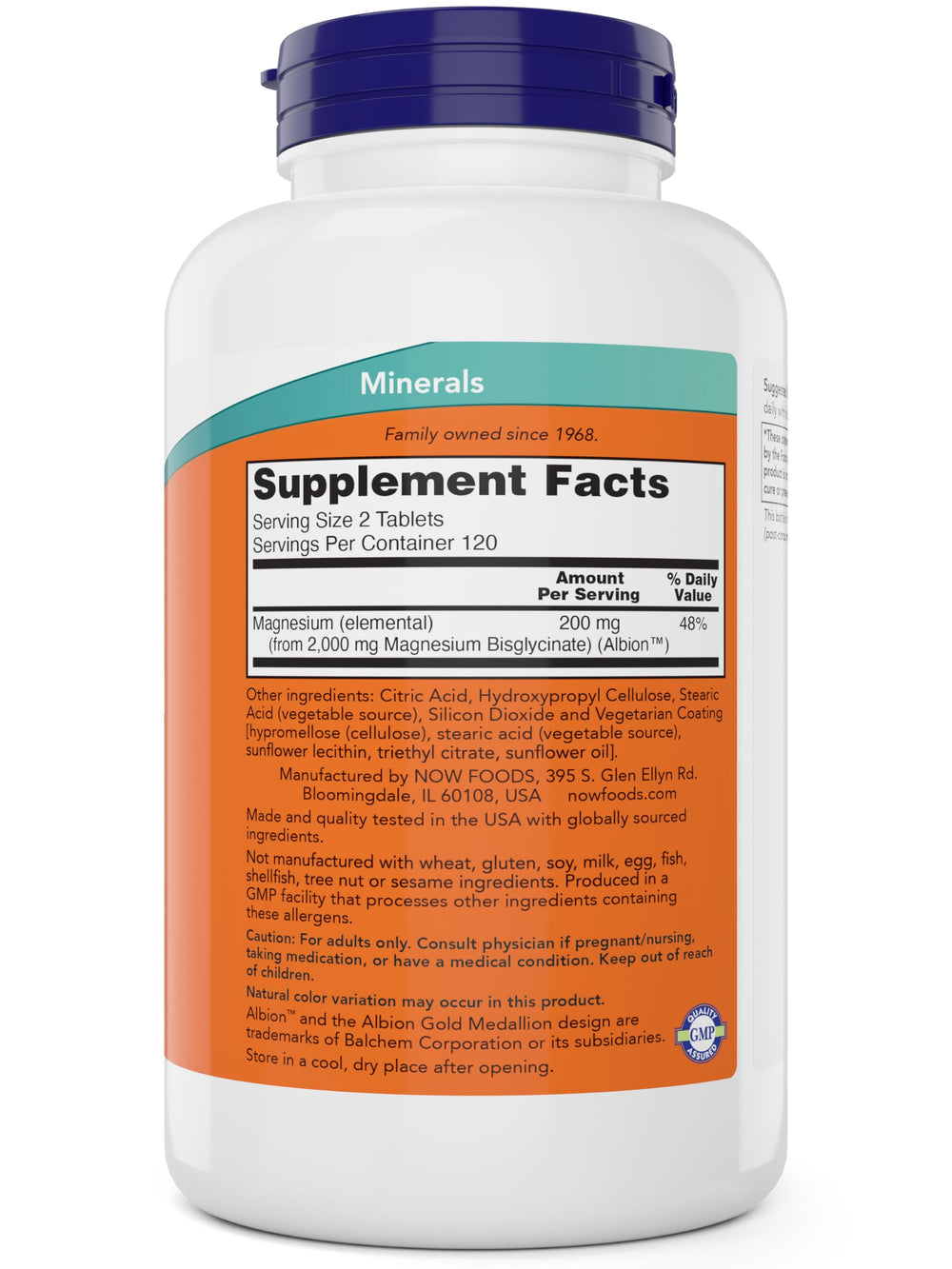 NOW Foods Magnesium Glycinate usage scene with tablets and glass of water