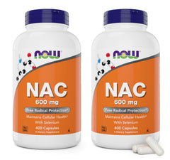 NOW Foods NAC 600mg bottle with selenium supports daily supplementation.