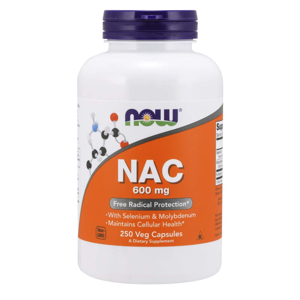 NOW Foods NAC capsules close-up highlighting convenient daily capsules.