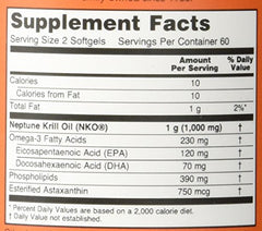 NOW Foods Neptune Krill Oil label closeup emphasizing phospholipid-bound omega-3.