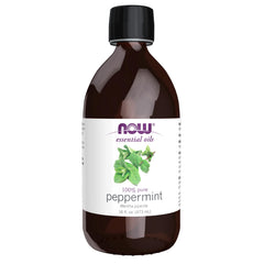 NOW Foods Peppermint Oil 16 oz bottle for refreshing aromatherapy.