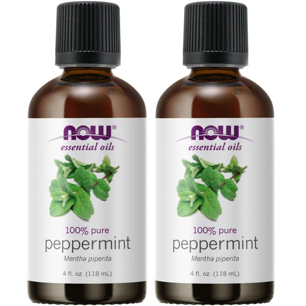 NOW Foods Peppermint Oil bottle pour for a refreshing aroma.