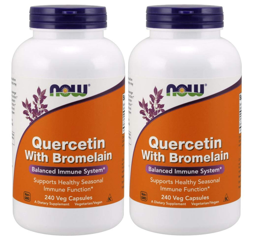 NOW Foods Quercetin with Bromelain bottle front highlights the immune-support blend.