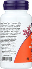 NOW Foods Royal Jelly 1500mg label detail with 10-HDA noted.