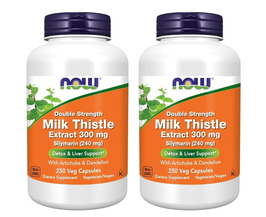 NOW Foods Silymarin milk thistle 300 mg capsule for liver support.