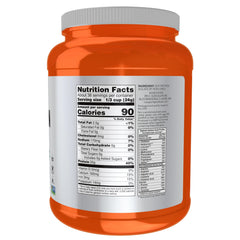 NOW Foods Soy Protein Isolate serving scoop close-up showing 20 g protein per serving