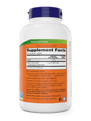 NOW Spirulina 1000mg tablets on greens highlighting vegan, non-GMO nutrition in a convenient form