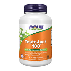 NOW Foods TestoJack 100 bottle front showcases LJ100 and tribulus for vitality support