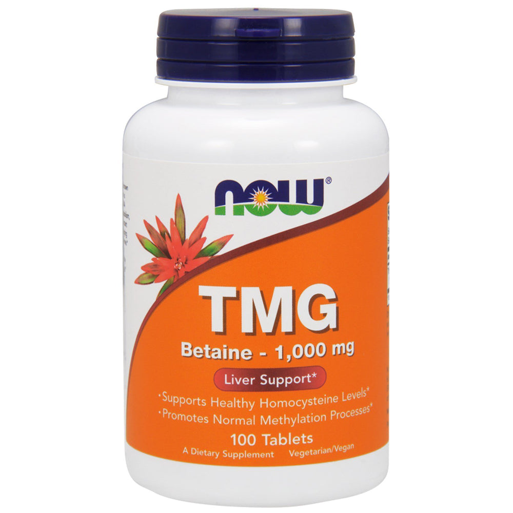 NOW Foods TMG bottle front view for daily supplementation.