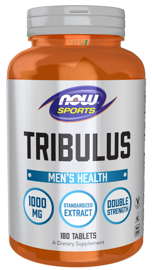 NOW Foods Tribulus 1000mg tablets front view for daily vitality support.