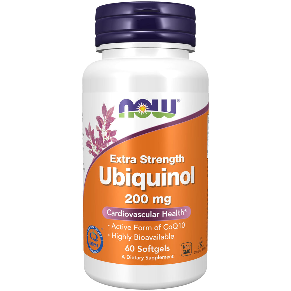 NOW Foods Ubiquinol 200 mg bottle for daily energy support.