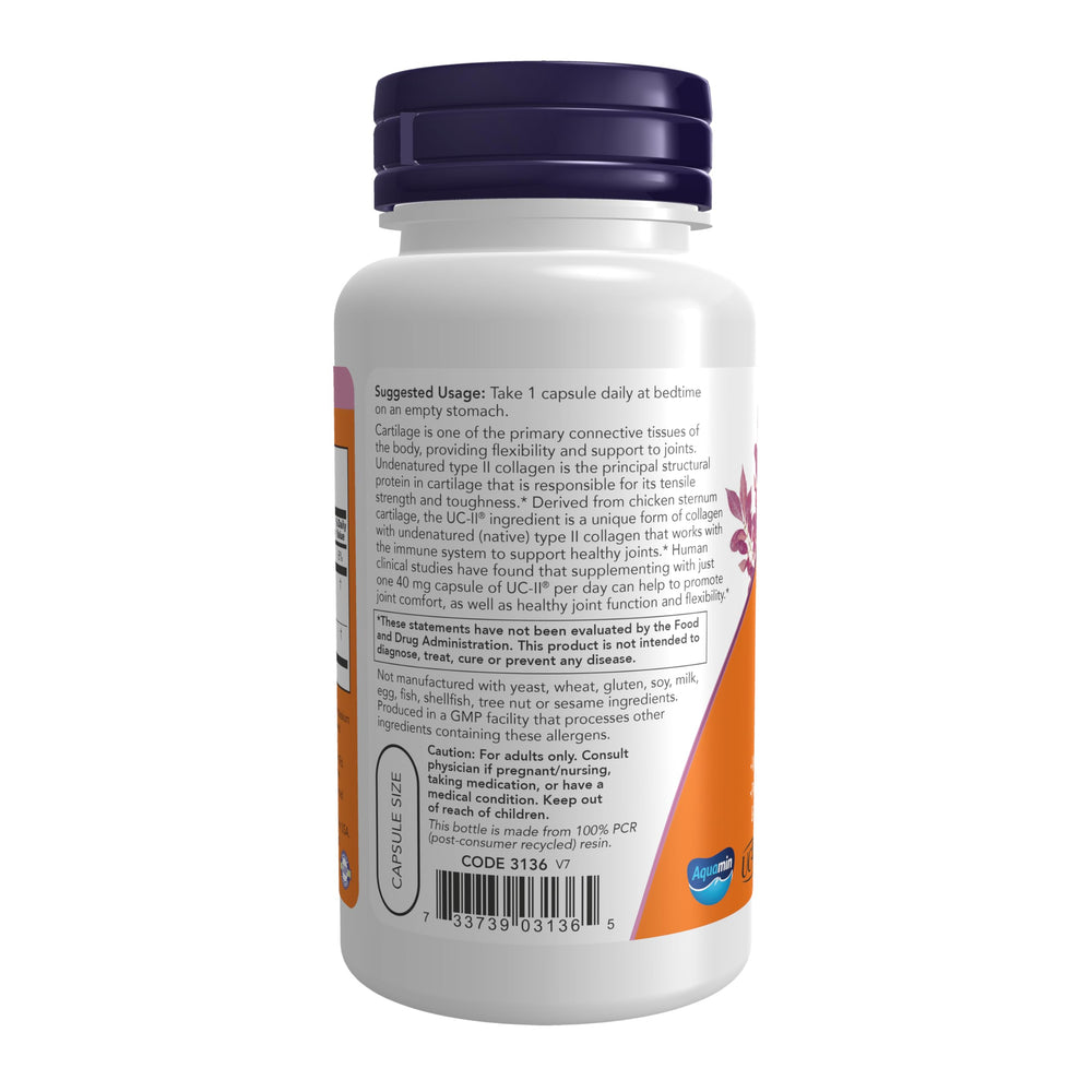 NOW Foods UC-II ingredients derived from chicken sternum support joint comfort