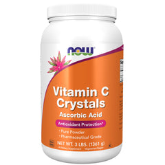 NOW Foods Vitamin C Crystals jar with powder texture for easy mixing