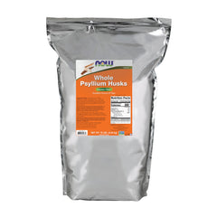 NOW Foods Whole Psyllium Husk tub front image highlighting high-fiber dietary support.
