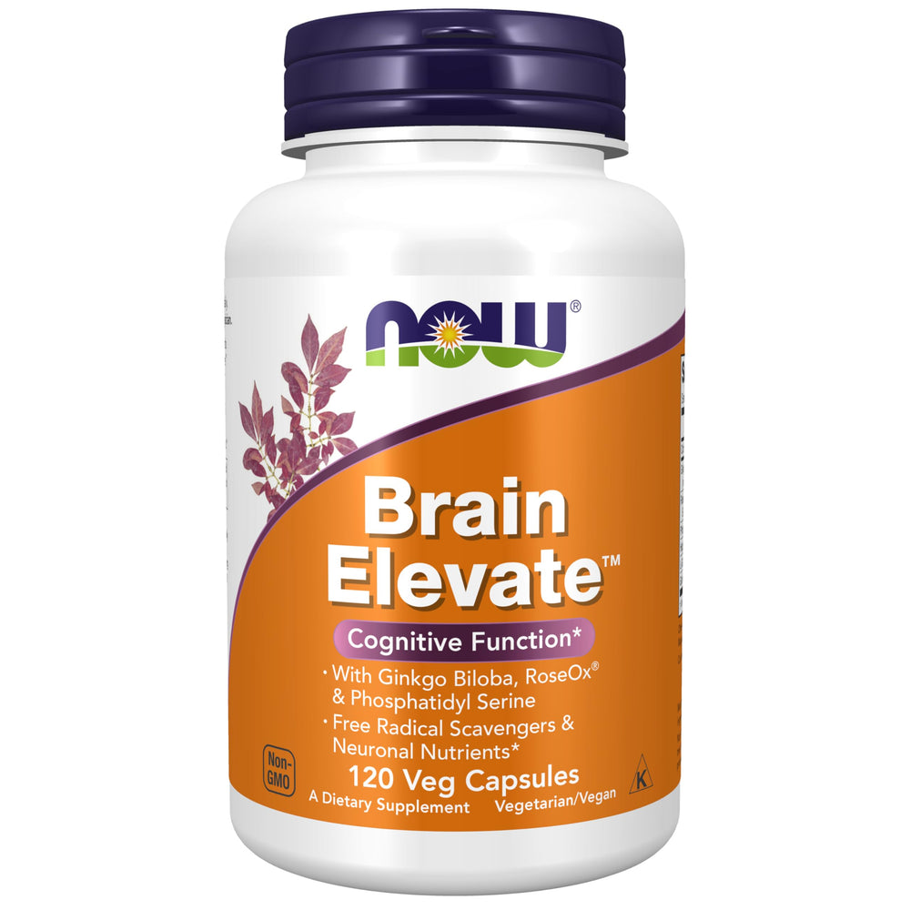NOW Foods Brain Elevate bottle for daily cognitive support.