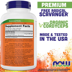NOW Foods Cordyceps bottle side with two-pack packaging
